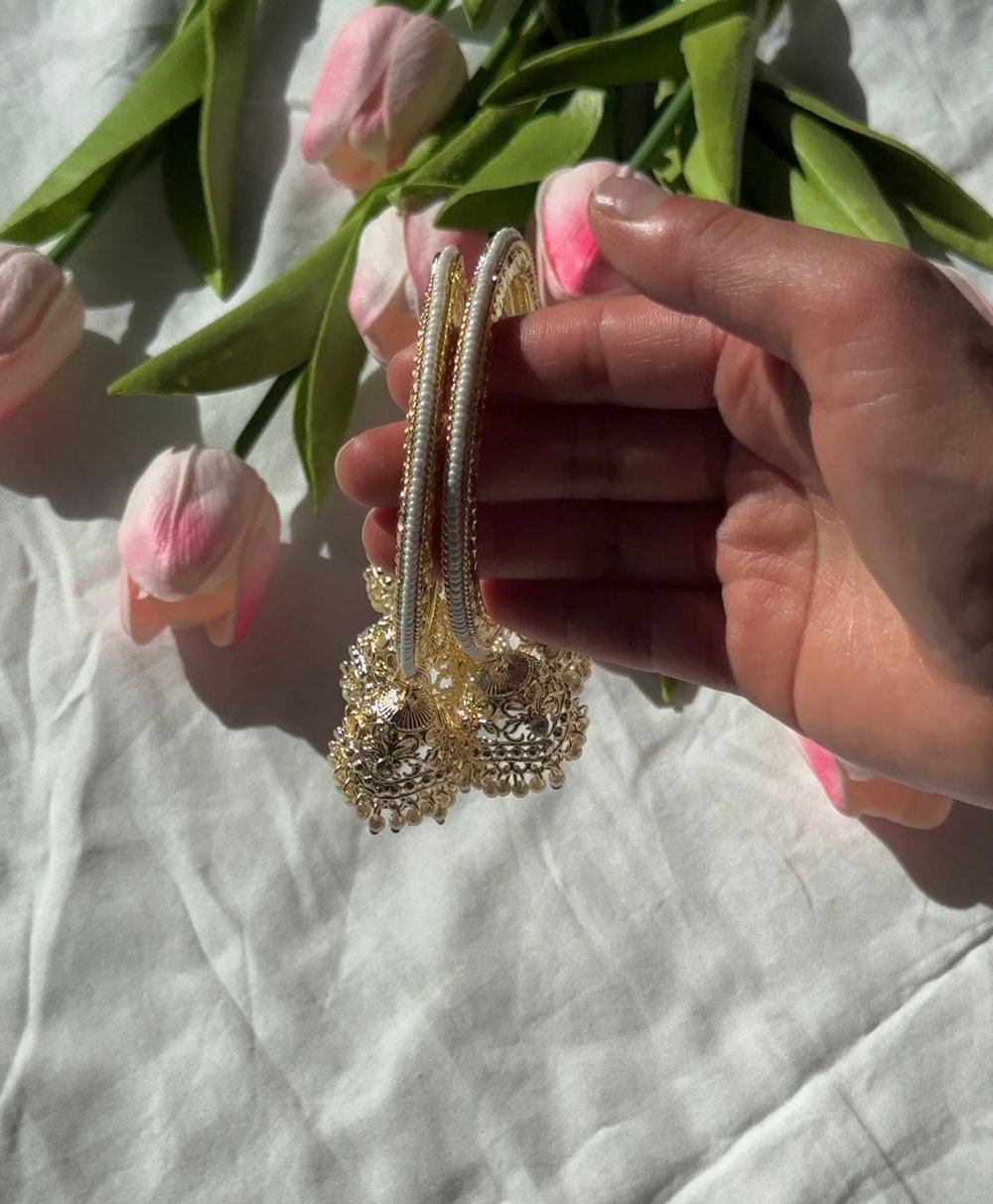 Image of Golden Jhumka Chura Two Piece Set 