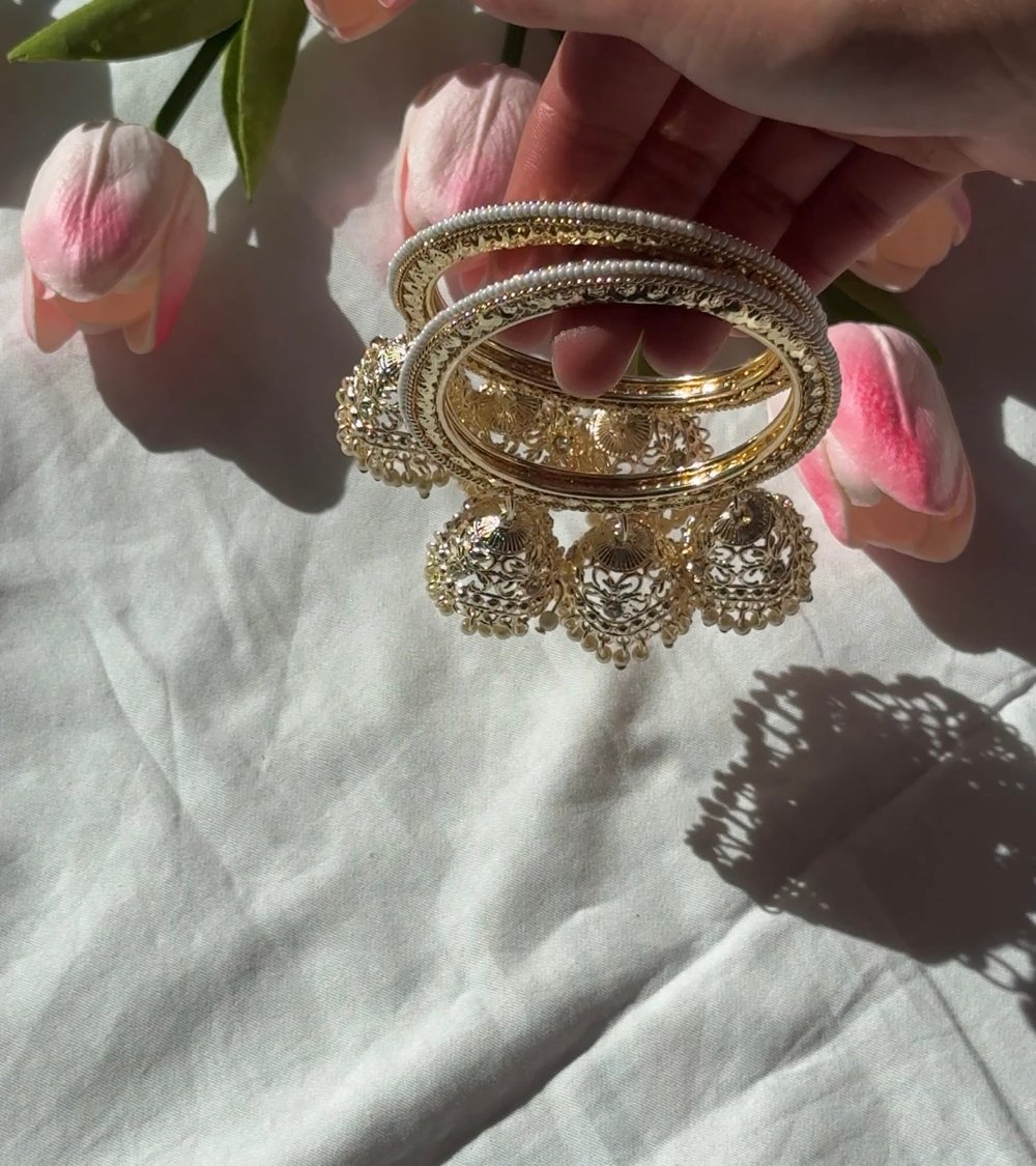 Image of Golden Jhumka Chura Two Piece Set 