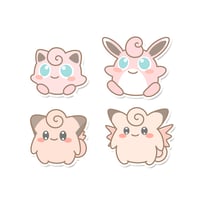 Jigglypuff, Wigglytuff, Clefairy & Clefable Sticker Flakes