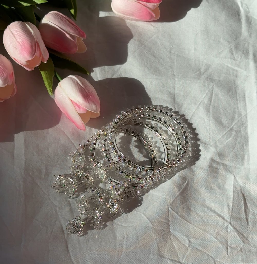 Image of Rhinestone Jhumka Chura Four Piece Set 