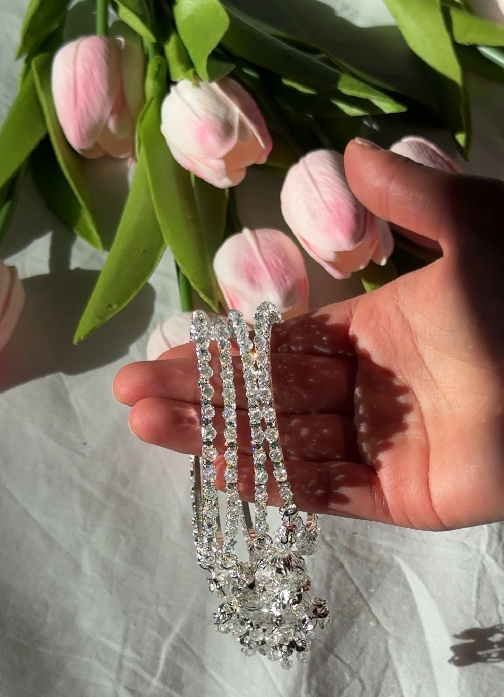 Image of Rhinestone Jhumka Chura Four Piece Set 