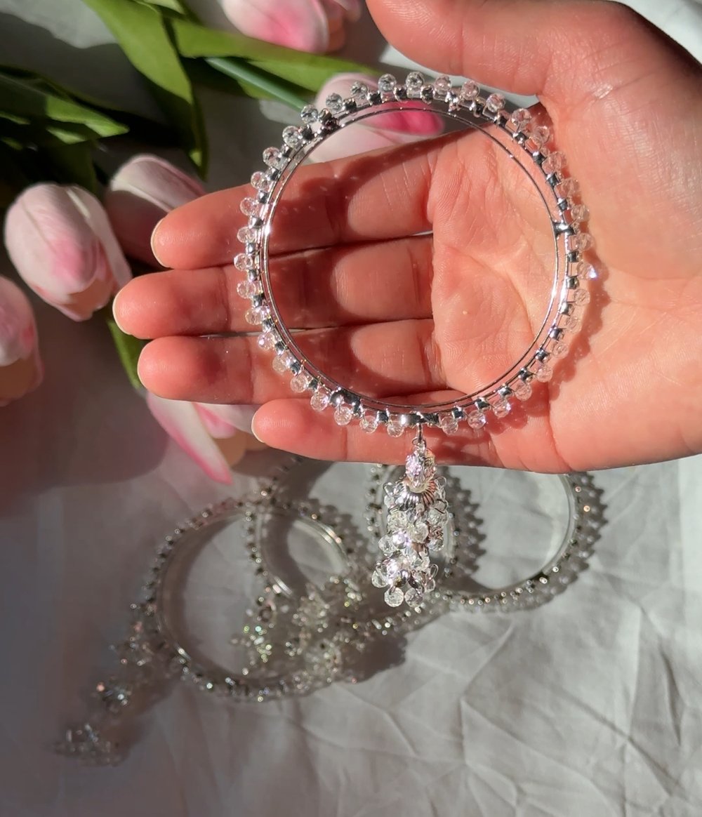 Image of Rhinestone Jhumka Chura Four Piece Set 