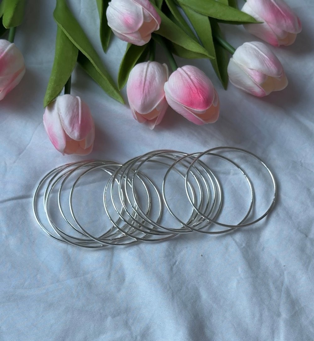 Image of Silver shine Metal Chura Ten Piece Set 