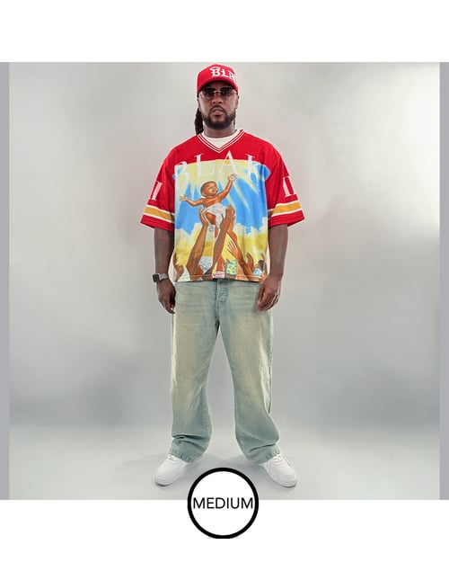 Image of LeFlore Orange and Cream Oversized Football Jersey