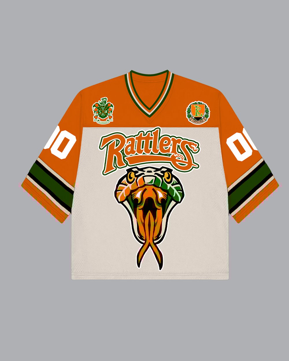 Image of LeFlore Orange and Cream Oversized Football Jersey