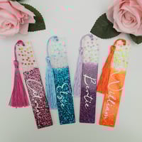 Image 1 of Personalised resin stars bookmark, resin glitter bookmark, resin bookmark gift, book lover gift, per