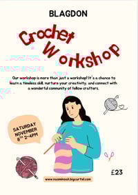 Image 1 of Blagdon lodge learn to crochet Saturday November 8th 2-4pm