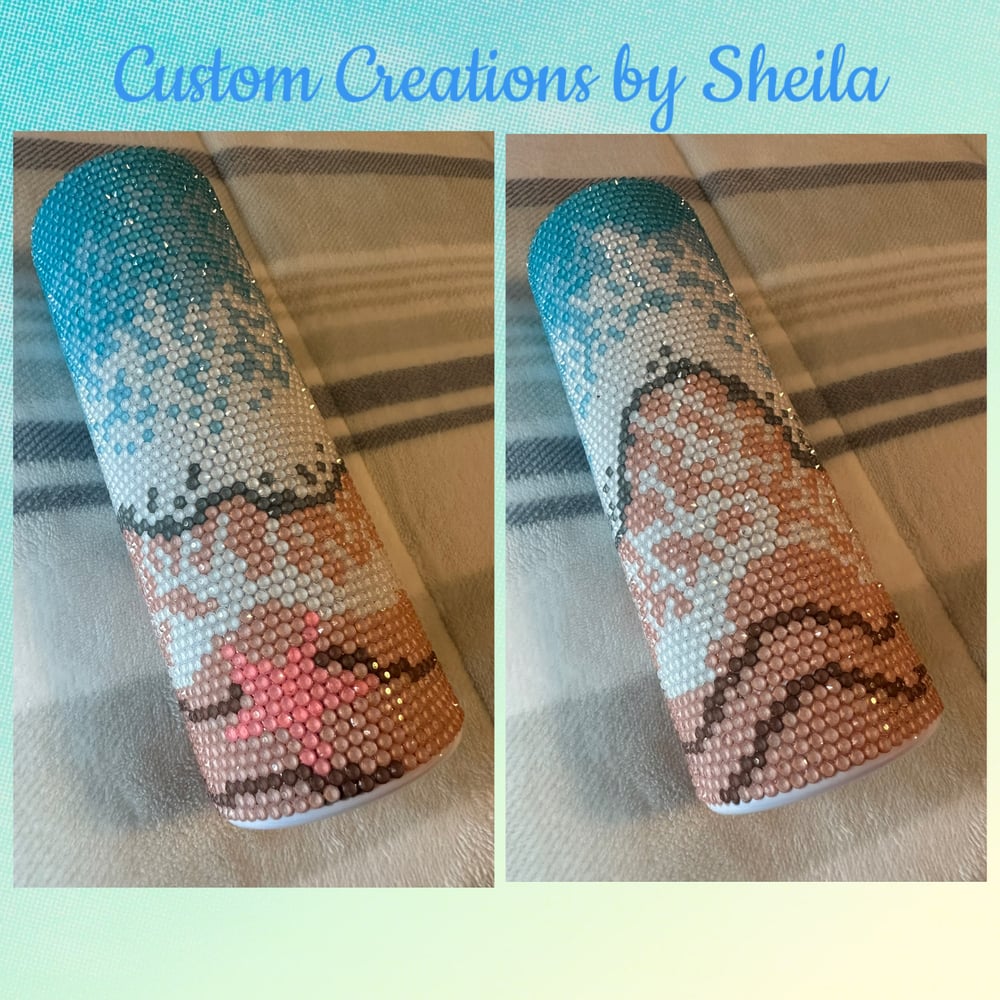 Image of Beach Theme 20 oz Rhinestone Tumbler
