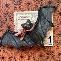 Image 2 of Halloween Spun Cotton Bat Lapel Pin Jewelry