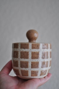 Image 4 of Tan Checkered Lidded Jar