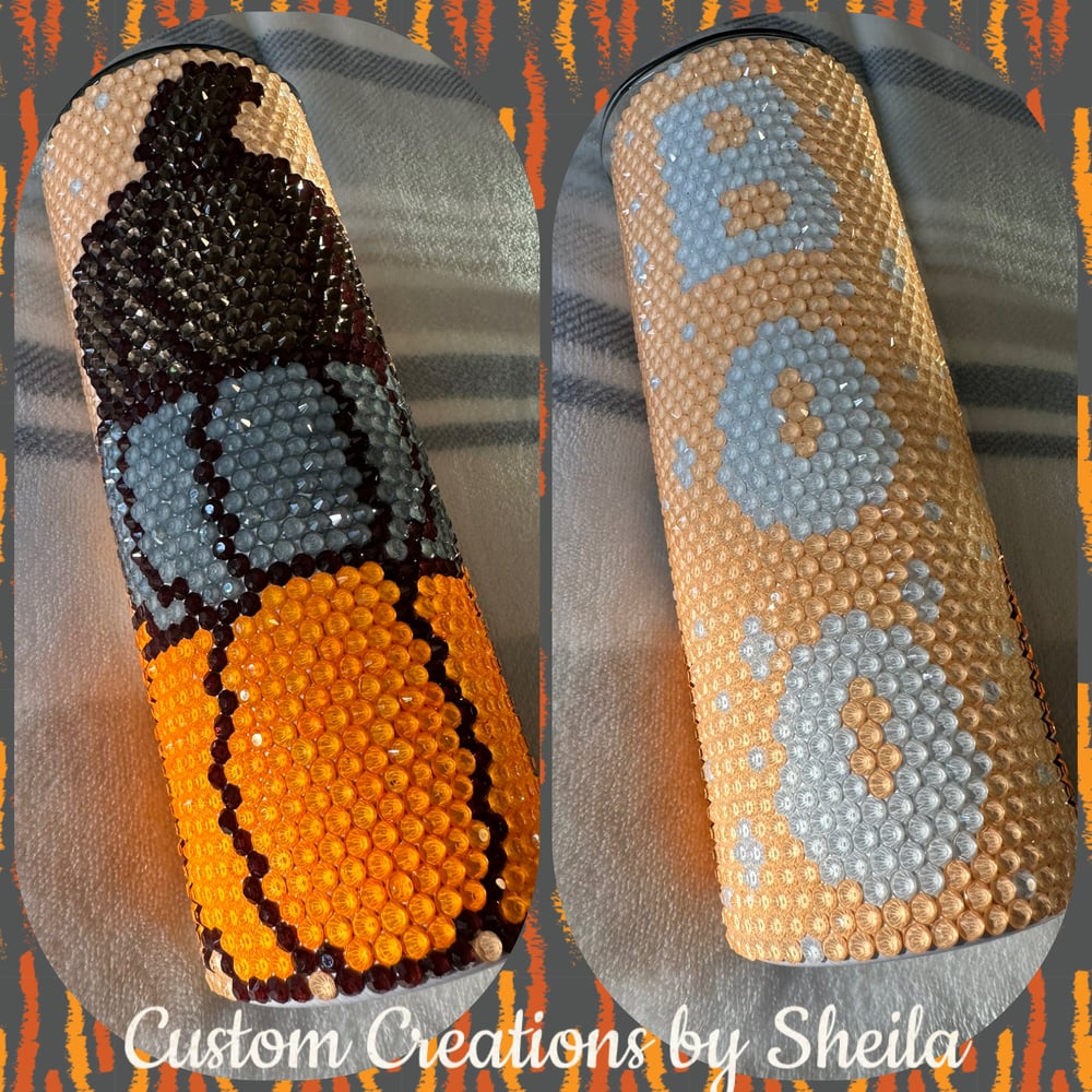 Image of Pumpkin 20 oz Rhinestone Tumbler