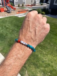 Image 4 of LTM Men's Blue Apatite Bracelet with Red Agate 