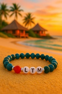Image 2 of LTM Men's Blue Apatite Bracelet with Red Agate 