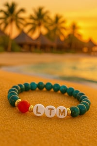 Image 5 of LTM Men's Blue Apatite Bracelet with Red Agate 