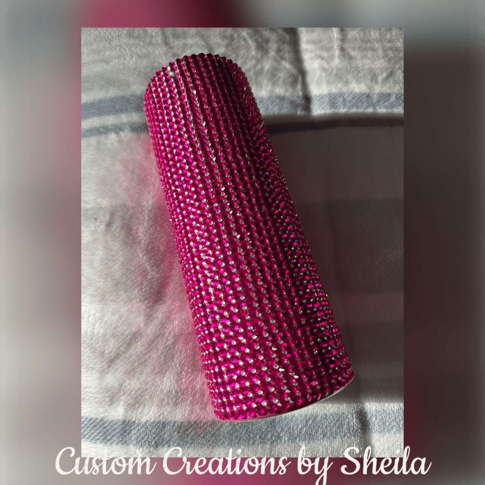 Image of Pink & Silver 20 oz Rhinestone Tumbler