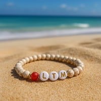 Image 2 of LTM Leave the Matrix Women's Beige Howlite Bracelet with Red Bead Accent