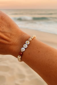 Image 5 of LTM Leave the Matrix Women's Beige Howlite Bracelet with Red Bead Accent