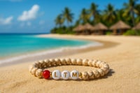 Image 3 of LTM Leave the Matrix Women's Beige Howlite Bracelet with Red Bead Accent