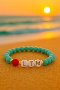 Image 1 of LTM Leave the Matrix Women's Amazonite Aquamarine Bracelet with Red Bead Accent