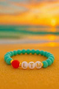 Image 2 of LTM Leave the Matrix Women's Amazonite Aquamarine Bracelet with Red Bead Accent