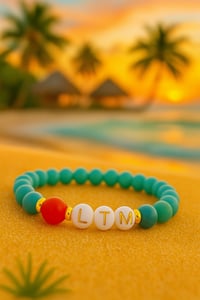 Image 4 of LTM Leave the Matrix Women's Amazonite Aquamarine Bracelet with Red Bead Accent