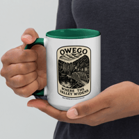 Image 1 of Owego Mug - "Where the Valley Widens" with green inside 