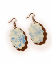 Image 1 of Dappled Ruffled Oval Dangle Earrings