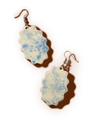 Image 2 of Dappled Ruffled Oval Dangle Earrings