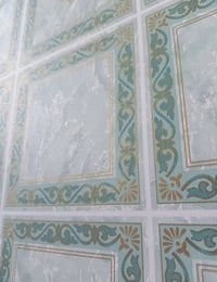 Image 3 of 1990s Vintage Holmes Wallpaper Rolls - Retro Cottagecore 80s Tile Green Gold - (Set of 2)