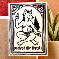 Image 1 of Protect the Freaks Linocut Sticker 