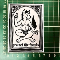 Image 3 of Protect the Freaks Linocut Sticker 