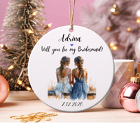 Image 3 of Bridesmaid Proposal Ornament: Personalized Ceramic Ornament, Bridesmaid Ask Gift