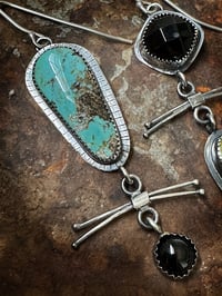 Image 2 of Turquoise and Onyx Earrings