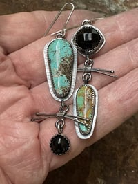 Image 4 of Turquoise and Onyx Earrings