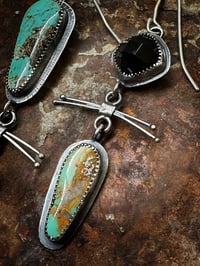 Image 3 of Turquoise and Onyx Earrings