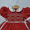 Image of Heirloom Smocked Holiday Bow Dress - Red