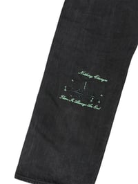 Image 4 of 1 of 1 Repurposed Script Levi’s Black Jeans