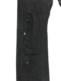 Image 5 of 1 of 1 Repurposed Script Levi’s Black Jeans