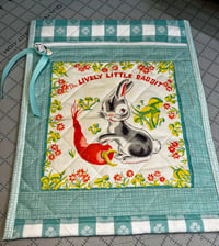 Image 1 of Vintage Lively Little Rabbit Hanky Zippered Bag
