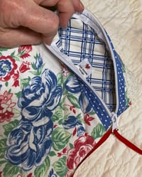 Image 3 of Vintage Blue & Red Tablecloth "Hemingway" Bag