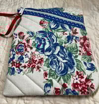 Image 1 of Vintage Blue & Red Tablecloth "Hemingway" Bag