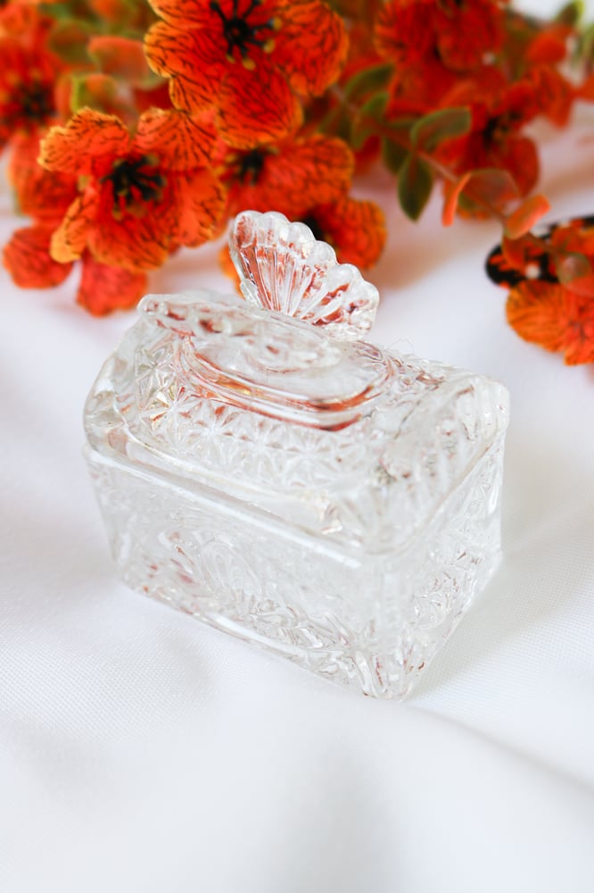 Image of Vintage Mini Butterfly Etched Glass Trinket Dish