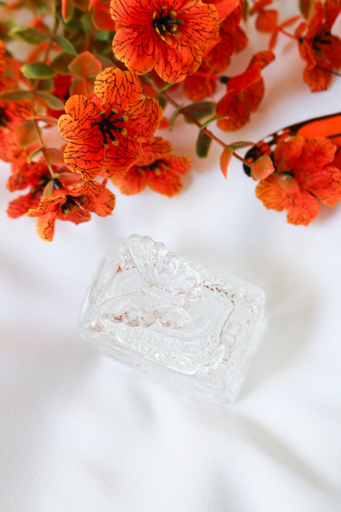 Image of Vintage Mini Butterfly Etched Glass Trinket Dish