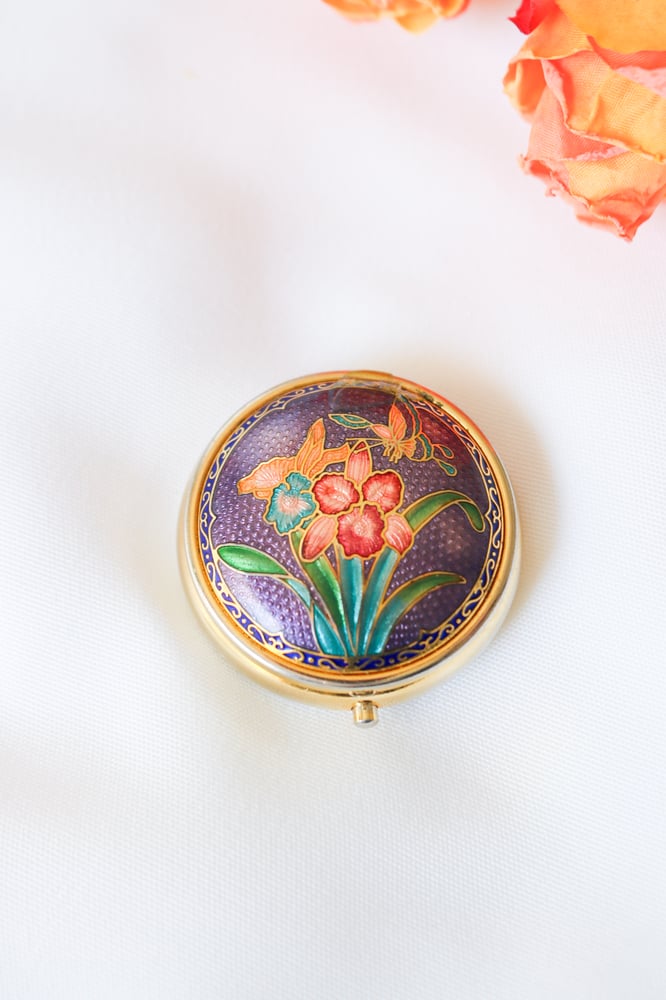Image of Stunning Floral Iris Pocket Pill Box