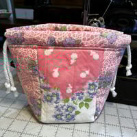 Image 1 of Pink and Purple Quilted Drawstring Bag 2