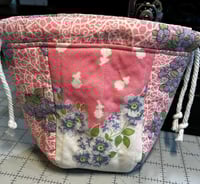 Image 2 of Pink and Purple Quilted Drawstring Bag 2