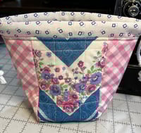 Image 2 of Copy of Pink and Blue Quilted Drawstring Bag