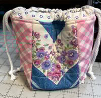 Image 3 of Copy of Pink and Blue Quilted Drawstring Bag