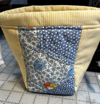 Image 1 of Yellow and Blue Quilted Drawstring Bag