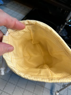 Image of Yellow and Blue Quilted Drawstring Bag